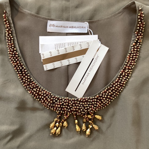 Maryan Mehlhorn dress 100% silk olive green dress size S - Picture 5 of 10